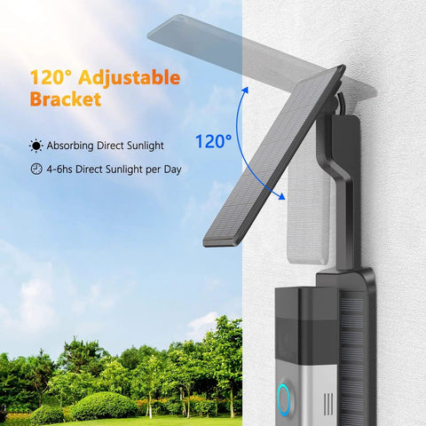 Solar Doorbell Charger For Video Doorbell 3 3 Plus 4 Battery Doorbell Plus And Battery Doorbell Pro With 120° Adjustable Bracket