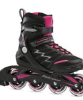 Beginner Friendly Women's Inline Skates For Fitness And Stability In Black And Pink With Comfort Liner Easy Closure Buckle Lace And Strap System