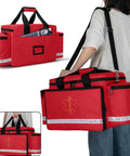 Red Emergency Responder Trauma Bag Empty For EMTs And Paramedics Professional First Aid Kit Storage With Inner Dividers