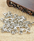 Wooden Box Latch Hook Kit Set With Silver Lock Clasp And Right Hasp Horn Drawer Latch Hardware on burlap cloth