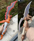 Two Piece Metal Sword Cosplay Props Set With Hanging Display Board Wall Mount Display Knight Killer Theme All Metal Swords shown