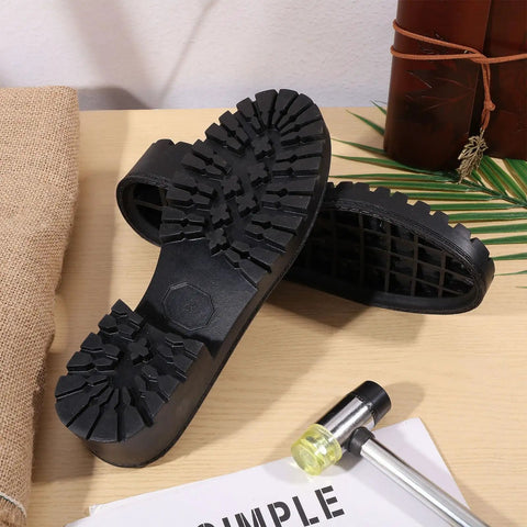 Women Leather Shoes Replacement Rubber Soles Full Out Non Skid Wear Resistant 1 Pair Black Outsole with Raised Grain Pattern