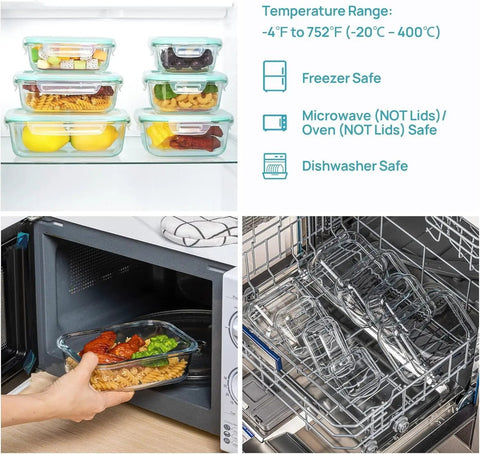 8 Pack Glass Food Storage Containers With Airtight Lids For Meal Prep And Leftovers Great For On The Go Lunches Oven Microwave Freezer And Dishwasher Safe BPA Free