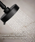 Awaken G110 Three Function Showerhead with wall mount in oil rubbed bronze finish, showing water flow in a spray setting