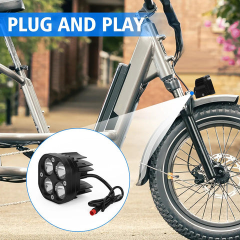 Rad Power Bikes Headlight Replacement Kit 6000K LED Waterproof Headlamp With Four Ultra Bright Bulbs installed on e-bike