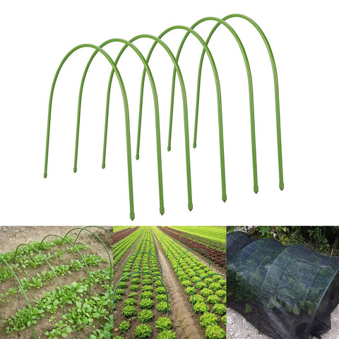 6 Piece DIY Garden Hoop Kit For Grow Tunnels And Trellis Arches, Rust-Resistant Steel With PVC Coating, Easy Install Greenhouse Hoops For Raised Beds, Plastic Arch Frames, 120 X 48 X 48 Cm