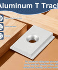 Aluminum T Track 1.2 Inch M8 Slot Slider For Router Table And Miter Saw Fixtures, Double Cut Pre Drilled Mount Holes, 4 Pack Silver T Slot Rail For Woodworking And Crosscut Sled Pro Grade Heavy Duty Easy Mount, silver aluminum T-slot rail with M8 hole