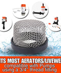 Three Quarter Inch Stainless Steel Mesh Strainer For Livewell Pumps And Aerators, Corrosion Resistant Marine Grade Screen