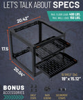 Heavy Duty 10U Open Frame Server Rack Packing Badass Airflow And A No Sweat Diy Build, dimensions displayed with shelves.