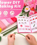 Pink Pipe Cleaner DIY Flower Kit With 550 Pieces In 7 Colors Bulk Pack Includes Floral Wires Stamens Floral Tape And Tutorial For Easy Craft Bouquets A Fun Kid Friendly Mothers Day Gift Idea, pink flower kit with tutorial and pipe cleaners