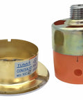 Reliable Concealed Pendent Fire Sprinkler Head Half Inch Npt Rated One Fifty Five F with bronze frame and orange chamber.