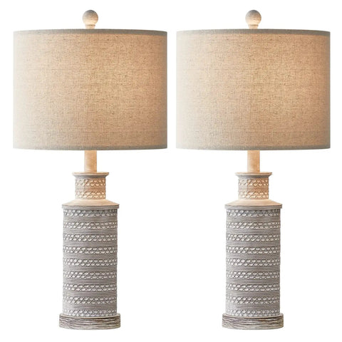 Farmhouse Rustic Retro Table Lamps Set Of 2 For Bedroom And Living Room With Linen Shade Traditional Nightstand Lighting Vintage Style End Table Lamps Perfect For Cozy Modern Farmhouse Decor