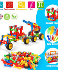 Stem Building Toys Set With 125 Pieces For Ages 3 4 5 6 7 8 And Up Boys And Girls Creative Engineering Blocks Race Car Projects