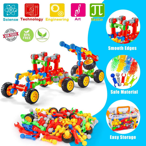 Stem Building Toys Set With 125 Pieces For Ages 3 4 5 6 7 8 And Up Boys And Girls Creative Engineering Blocks Race Car Projects