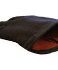 Brown Jersey Winter Work Gloves With Red Fleece Lining for All Day Comfort and Warmth shown from open wrist angle