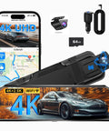 Dashboard displaying all in one mirror dash cam for car with crisp 4K front and 2.5K rear IMX335, ADAS BSD LCA, WiFi app features.