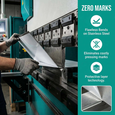 Urethane Die Protection Film For Press Brake Guards, Scratch And Dent Shield For Metal Forming Dies being applied in industrial setting