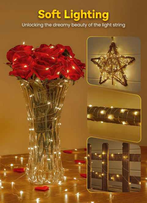 Battery Operated Fairy Lights With Remote 33Ft 100 LED Waterproof IP44 Indoor Outdoor Go Anywhere Starry Twinkle Decor For Christmas
