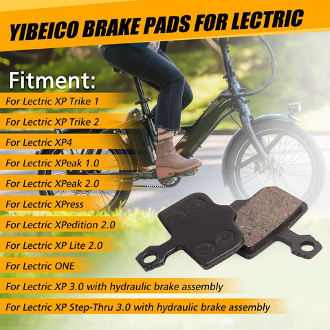 Sturdy Front And Rear Disc Brake Pads For Lectric XP Trike And XP Series With Hydraulic Brakes Two Pack Beefed Up For Rugged Rides And All Terrain E Bike Upgrades, copper pads
