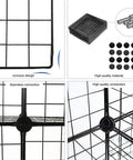 Concave design and high-quality connectors of 9 Cube Wire Storage Organizer With Metal Grid Panels, Modular Bookshelf Black Finish.