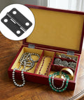 50 Pairs Small Hinges Set For DIY Projects shown on a jewelry box with rotatable zinc alloy hardware for smooth opening