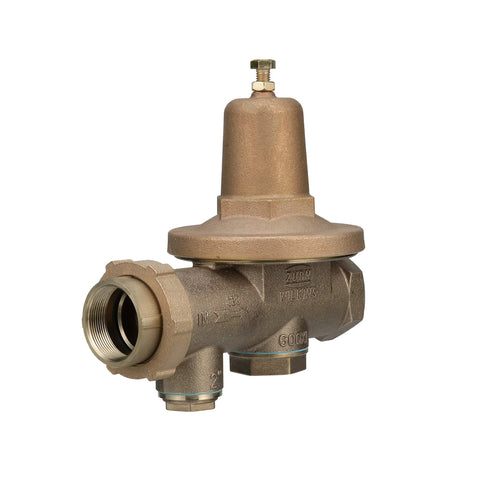 Zurn Wilkins 2-600XL pressure reducing valve, brass body with 2" threaded connections, side view