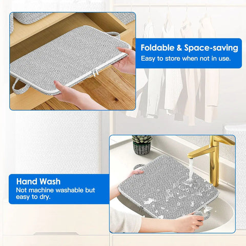 Straight Up Game Changing Foldable Storage Bags 4 Pack With Sturdy Handles in grey, hand wash in sink, demonstrating easy storage.