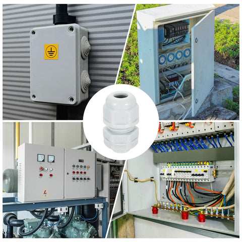 Three Piece NPT 1/4 Inch Nylon Cable Glands Waterproof Cord Grip Connectors Set With Gaskets And Locknuts for Junction Boxes