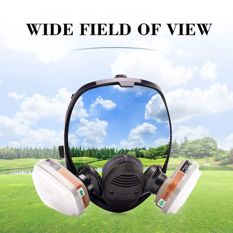 17 In 1 Reusable Full Face Respirator For Paint Sprayers And Chemical Work, clear lens, wide field of vision, outdoor view