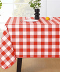 Rectangle Vinyl Tablecloth Waterproof Buffalo Gingham Red For Outdoor Picnics And Camping Heavy Duty Wipeable Table Cover 54 X 78 Inches