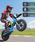 S1 Kids Electric Balance Bike With 200W Motor And 3 Kid Friendly Speed Modes Up To 10 MPH 12 Inch Pneumatic Tires Drum Brake in use