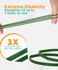 Dark Green Rubber Bands Size 33 3 1/2 In By 1/8 In 100 Pack Strong Elastic Bands stretched to show stretchability