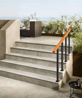 Heavy Duty Steel Stair Baluster Posts With Rust Resistant Black Finish And Quick Adjusting Brackets For Solid Porch Deck Rail Support in modern stairway.