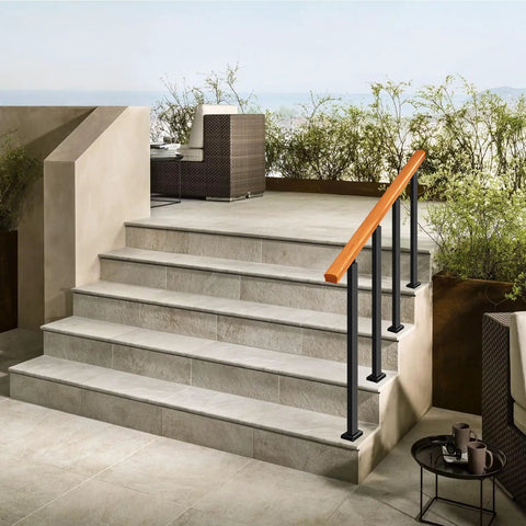 Heavy Duty Steel Stair Baluster Posts With Rust Resistant Black Finish And Quick Adjusting Brackets For Solid Porch Deck Rail Support in modern stairway.