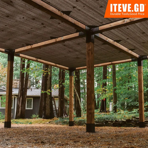 Pergola Diy Kit 4x4 With 5 Way Wood Bracket And Post Anchor, Black Powder Coated Elevated Wood Stand For Beams, Perfect For Pergolas And Gazebos, Inner Size 3.5x3.5, Heavy Duty Steel Frame