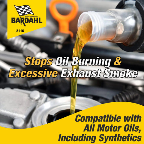NoSmoke StopLeak Motor Oil Additive Seals Leaks And Stops Oil Burning With A Thick Old School Engine Friendly Formula For Older Cars And Trucks 16 Oz Today bottle pouring into engine