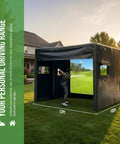 Inflatable Golf Simulator Tent 10x13x10 Ft For Indoor Outdoor Practice With Projection Screen in backyard setting