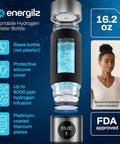Hydrogen Water Bottle With 6000 PPB Concentration Portable 16.2 Oz Generator And SPE PEM Ionizer with glass bottle and features