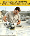 7 Inch Diamond Polishing Pads Tile Stone Sanding Kit With Heavy Duty Resin Bond used on marble surface for scratch removal.