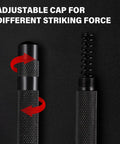 Heavy Duty Automatic Center Punch Featuring Adjustable Spring Tension and Anti Slip Knurled Grip showing adjustable cap for striking force.