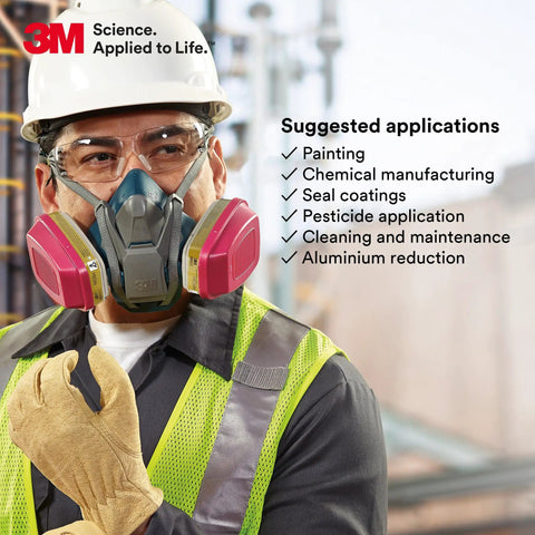 Worker wearing P100 Pro Grade Respirator Cartridge Filter 60923 Pair With NIOSH Approval For Organic Vapors Acid Gases And Particulates