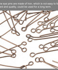 Red Copper Eye Pins 45mm 21 Gauge 0.7mm For Jewelry Making Findings DIY Craft Bead Stringing Necklaces Bracelets Earrings Head Pins Ideal 200 Pieces For Beaders DIYers And Craft Lovers, close-up