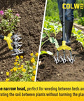 Rotary Cultivator Garden Tool For Loosening Compacted Soil 61 Inch With Detachable Aluminum Tines in garden bed use