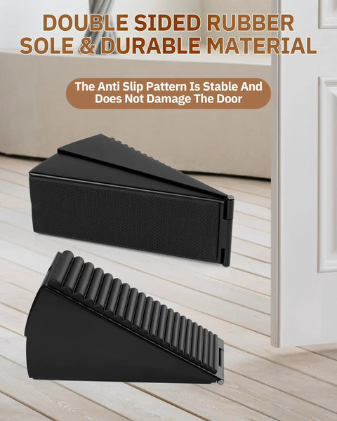 Heavy Duty Door Stopper Wedge with adjustable spring, rubber sole, fits 0.6 to 3 inch gaps for interior and patio doors