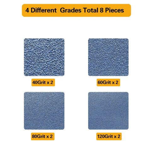 Heavy Duty Pro Grade 4 X 36 Inch Belt Sander Belts Set With Zirconia Metal Sandpaper Belts 8 Piece Pack Including 40 60 80 120 Grits Great For Metal Wood Cars Furniture Stainless Steel Smooth Seam Splice For Long Lasting Performance showing 4 grit types