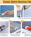 Ultimate DIY Window Screen Repair Kit 14Pcs Set With Spline Tools, Rolling Tool using groove brush, hook tool, nylon wheels