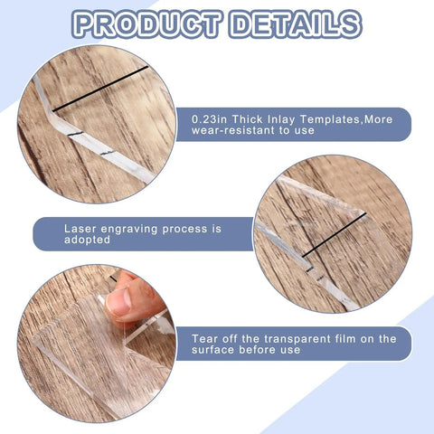 Pro Tier 3 Pack Bow Tie Inlay Router Template Kit With Slick Acrylic Guides and Dead Accurate Bushings, showing 0.23in thick templates.