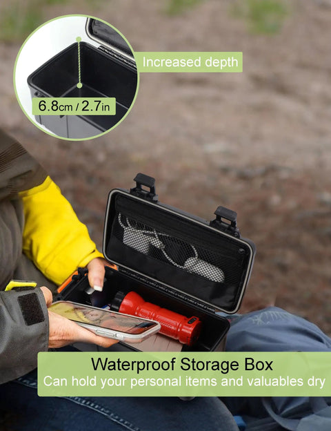 Floating Waterproof Kayak Dry Box With Stainless Steel Hinge And Mesh Pocket Airtight ABS Storage Case for phones and keys