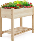 Raised Garden Bed With Legs And Storage Shelf For Backyard Patio Or Balcony Wooden Elevated Planter Box 34 By 18 By 30 Inches