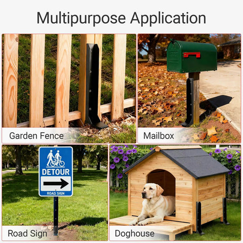 Beefy Heavy Duty Fence Post Repair Kit For 4x4 Posts One Piece Ground Spike Anchor Galvanized Steel And Rust Resistant To Fix Tilted Or Broken Wooden Posts 4 Pack For Easy Outdoor Fence Support